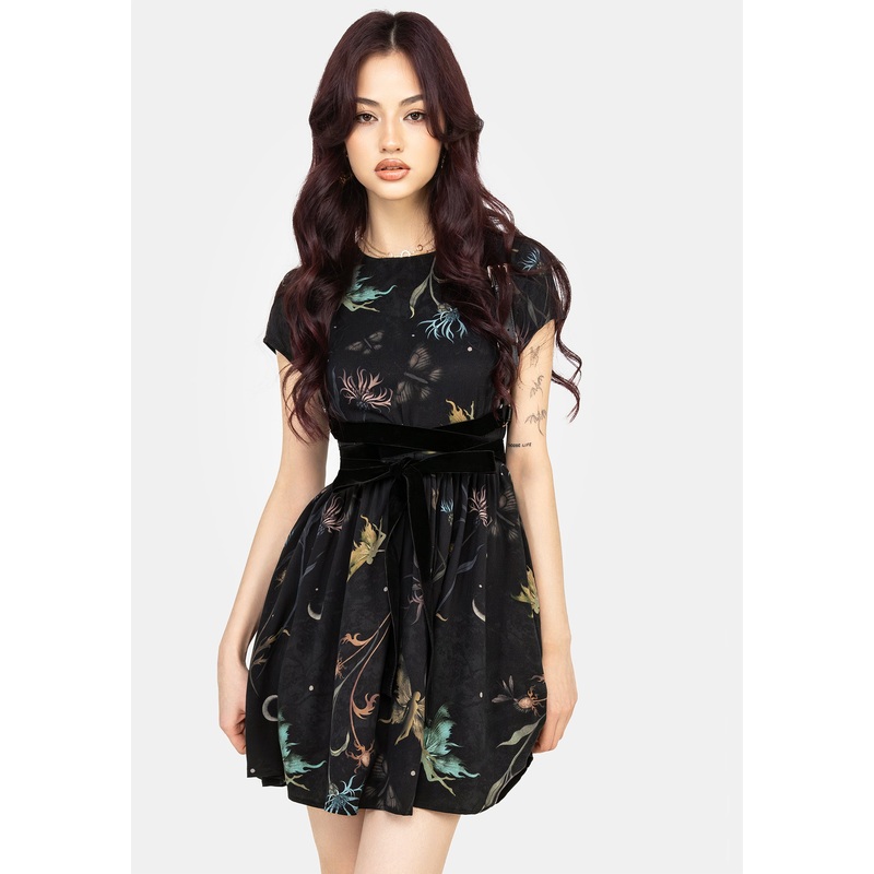 Rosanella Floral Print Mini Smock Dress