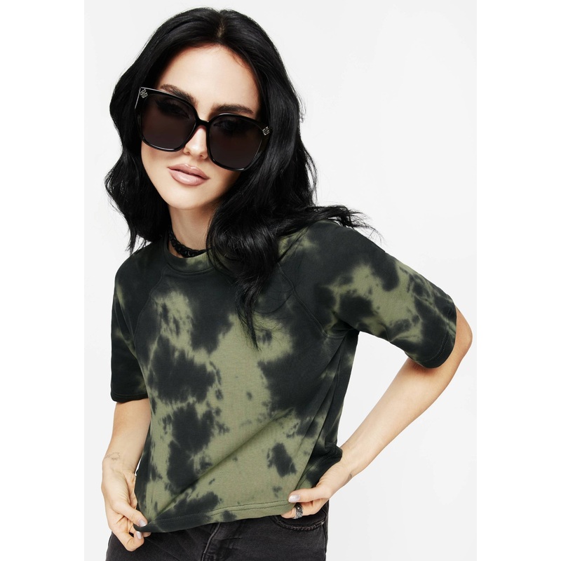 Sorrel Tie Dye Raglan Sleeve Crop Top