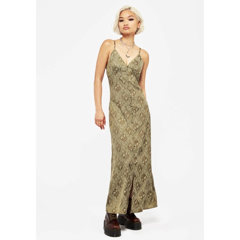 Yara Floral Print Button Up Maxi Slip Dress