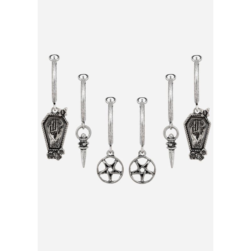 Arbor Coffin Charm Hoop Earrings Set