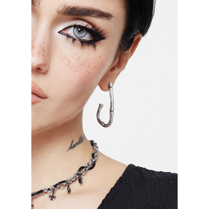 Bones Charm Hoop Earrings