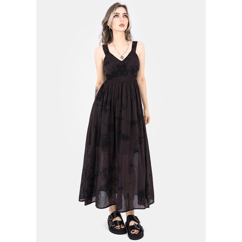 Burnout Tie Die Cotton Midaxi Dress