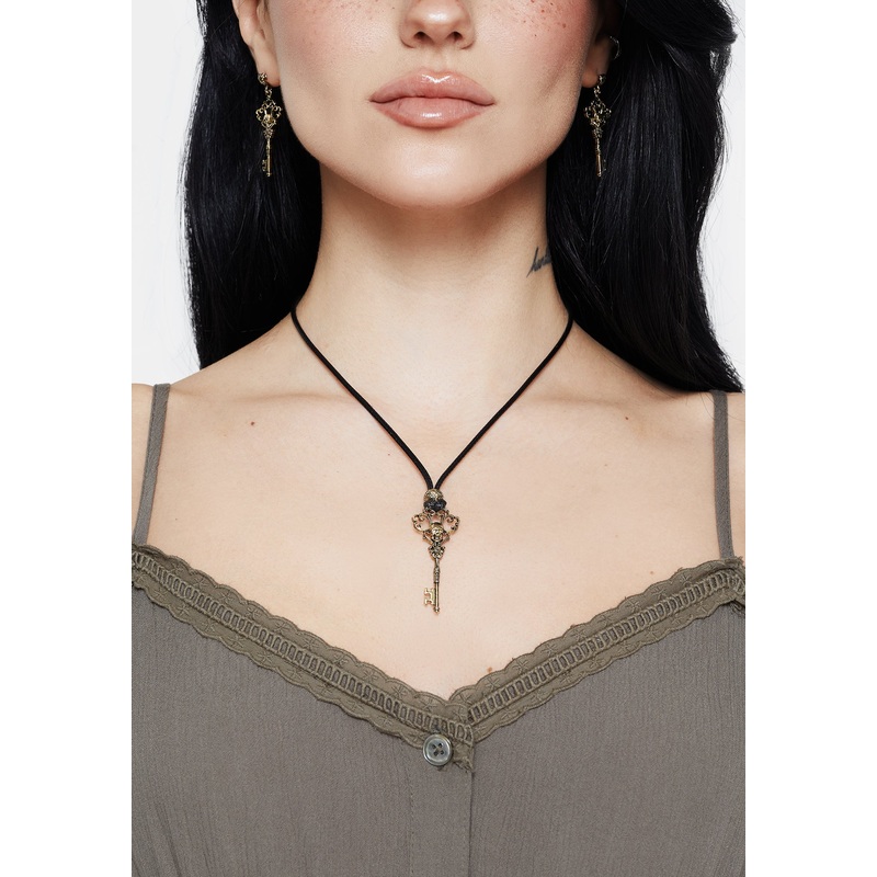 Genesta Skull Key Cord Necklace