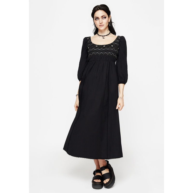 Larissa Hand Embroidered Smocked Midaxi Dress