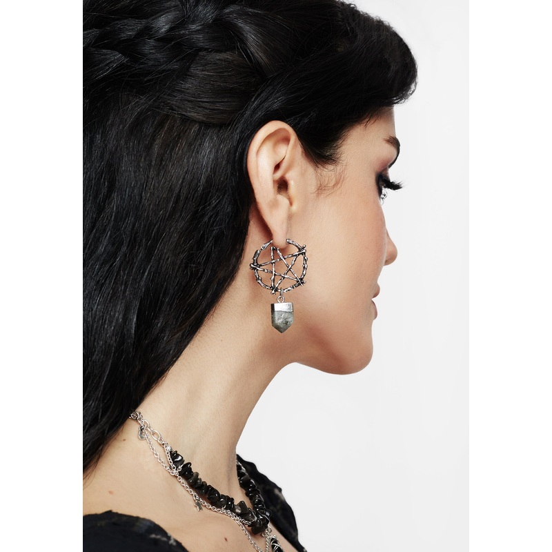 Lauma Pentagram Labradorite Hoop Earrings