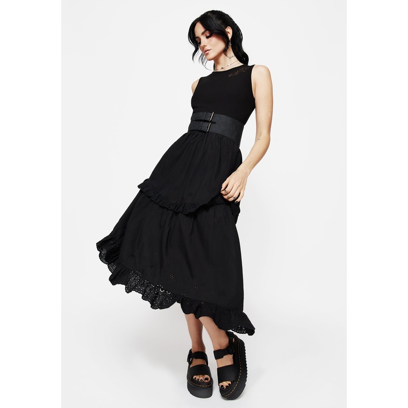Laveau Embroidered Broderie Midi Dress