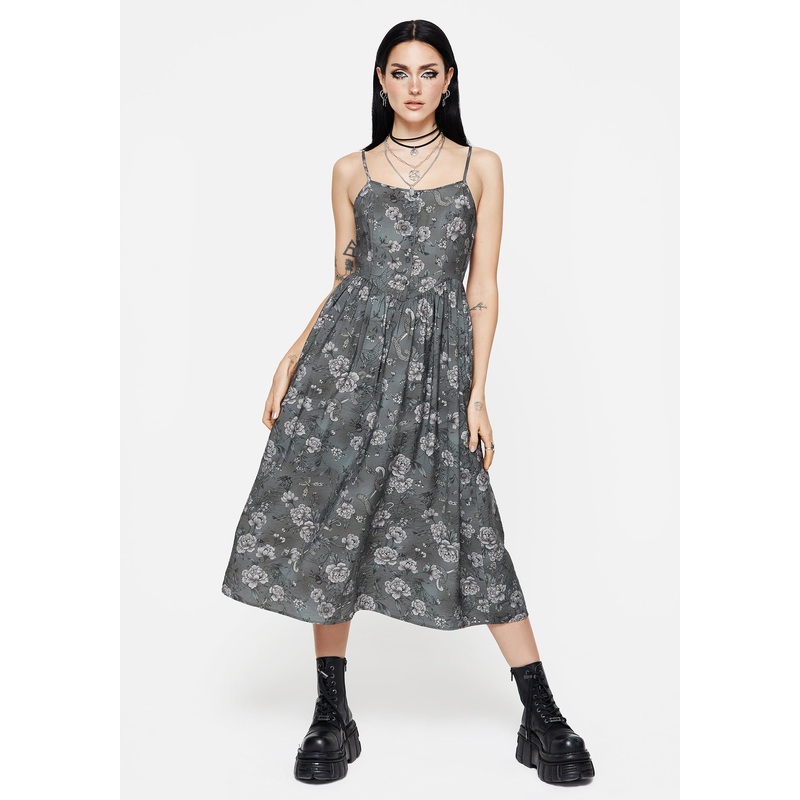 Meadow Floral Serpent Print Cami Midi Dress