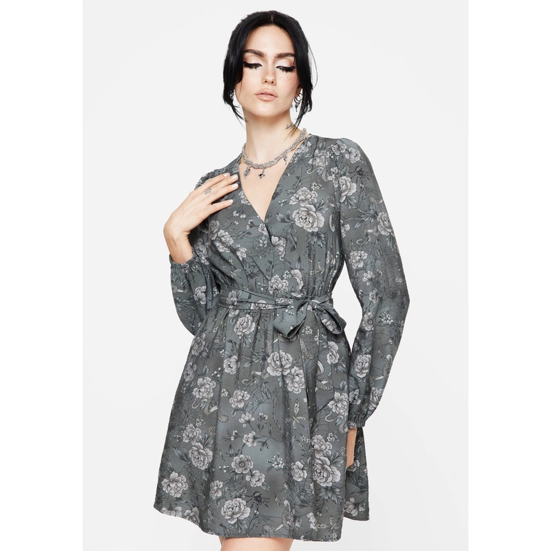 Meadow Floral Serpent Print Mini Wrap Dress
