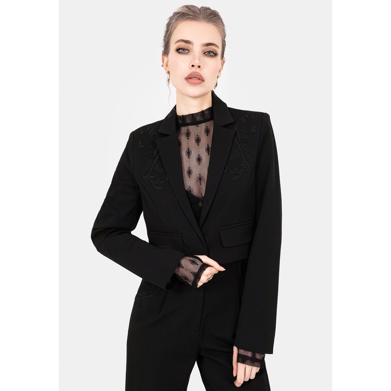 Mona Embroidered Crop Blazer