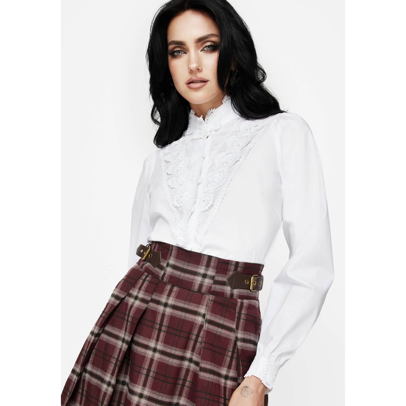 Morgaine Lace Detail Button Up Shirt – White