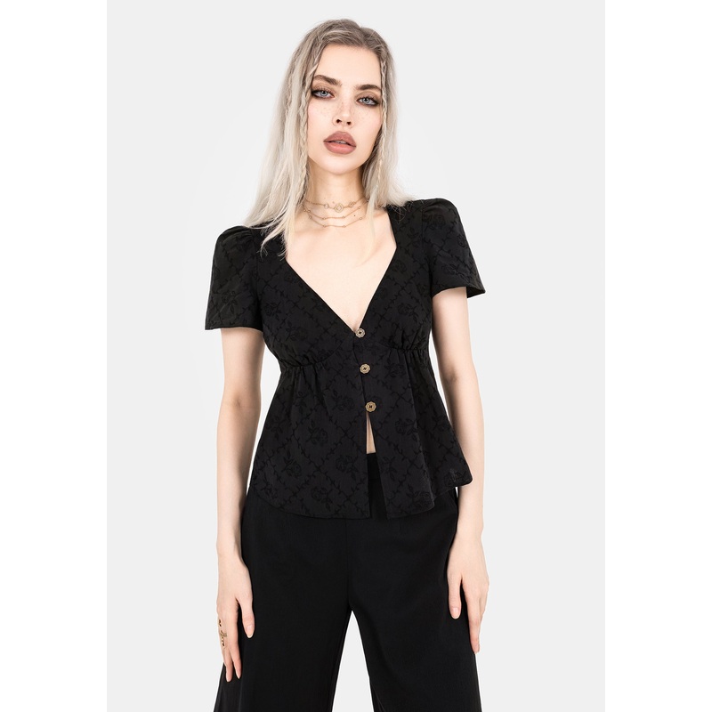 Polgara Floral Jacquard Peplum Top