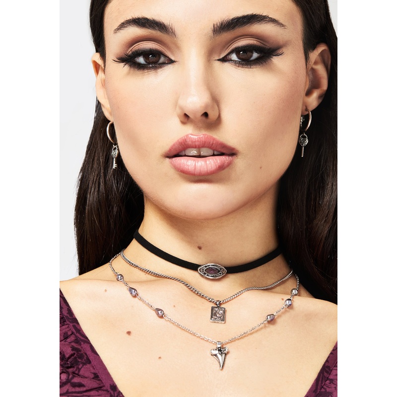 Shark Tooth Black Pearl Layered Necklace