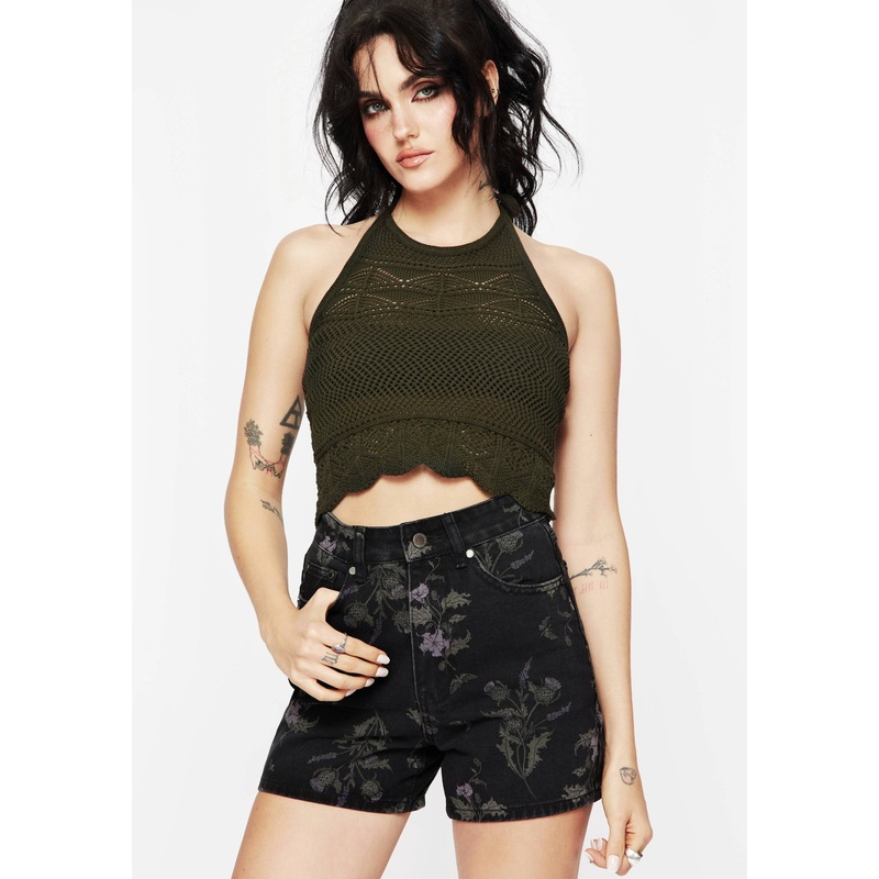Thistle Floral Print Denim Shorts