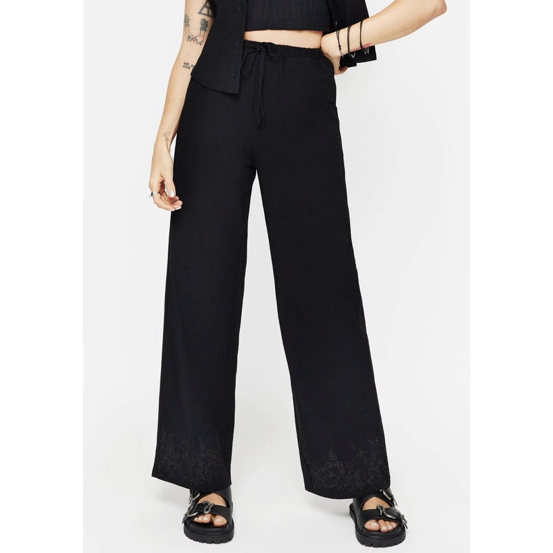 Thorell Embroidered Cotton Wide Leg Trousers