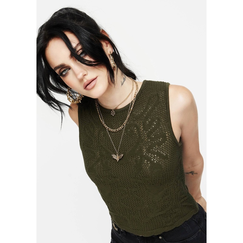 Tulip Jacquard Knit Crop Top