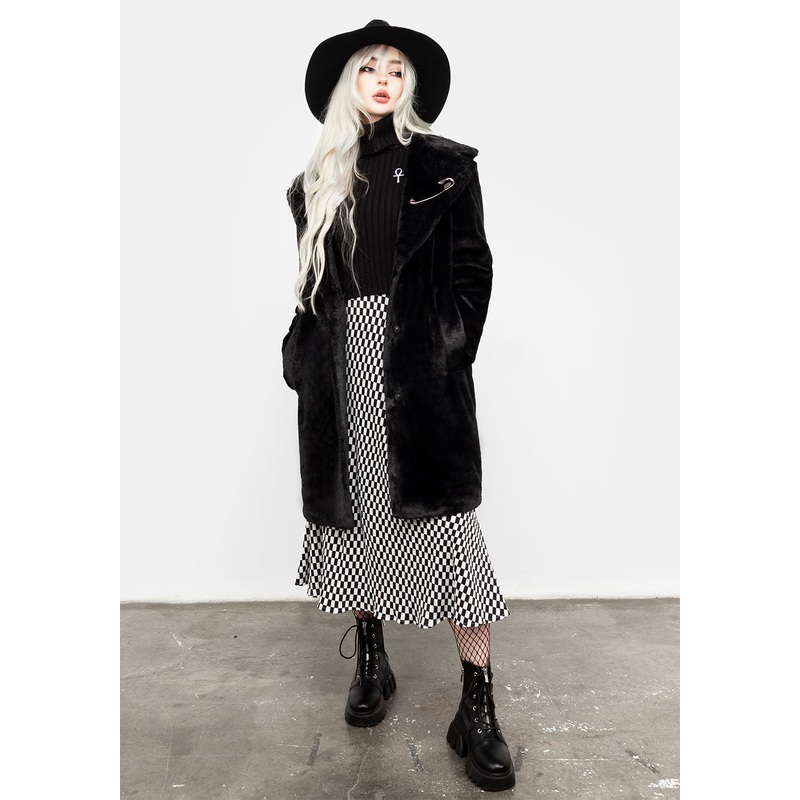 Creature Oversized Fur Coat – Black