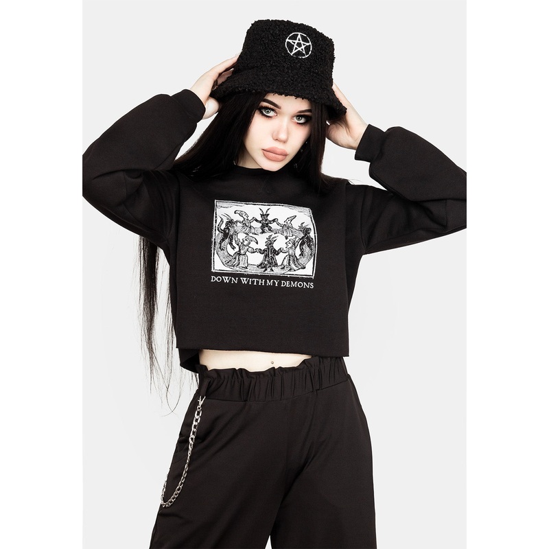 Demons Crop Sweat Top