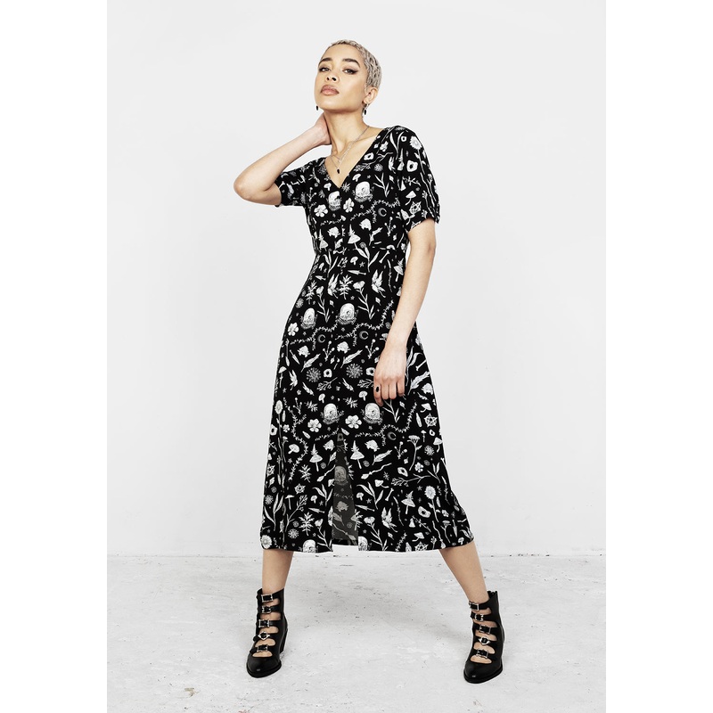 HEDGEWITCH V-NECK MIDI DRESS