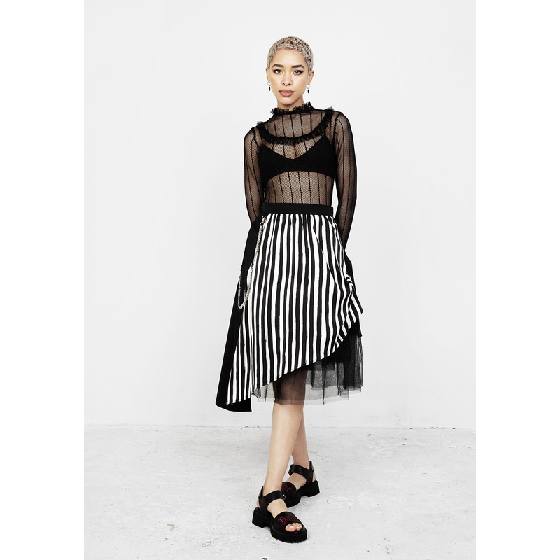 PARANORMAL ASYMMETRIC MIDI SKIRT