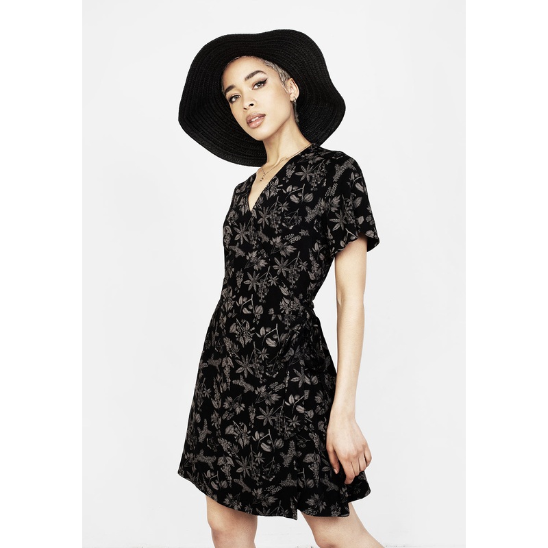 Poisonous Plants Wrap Mini Dress