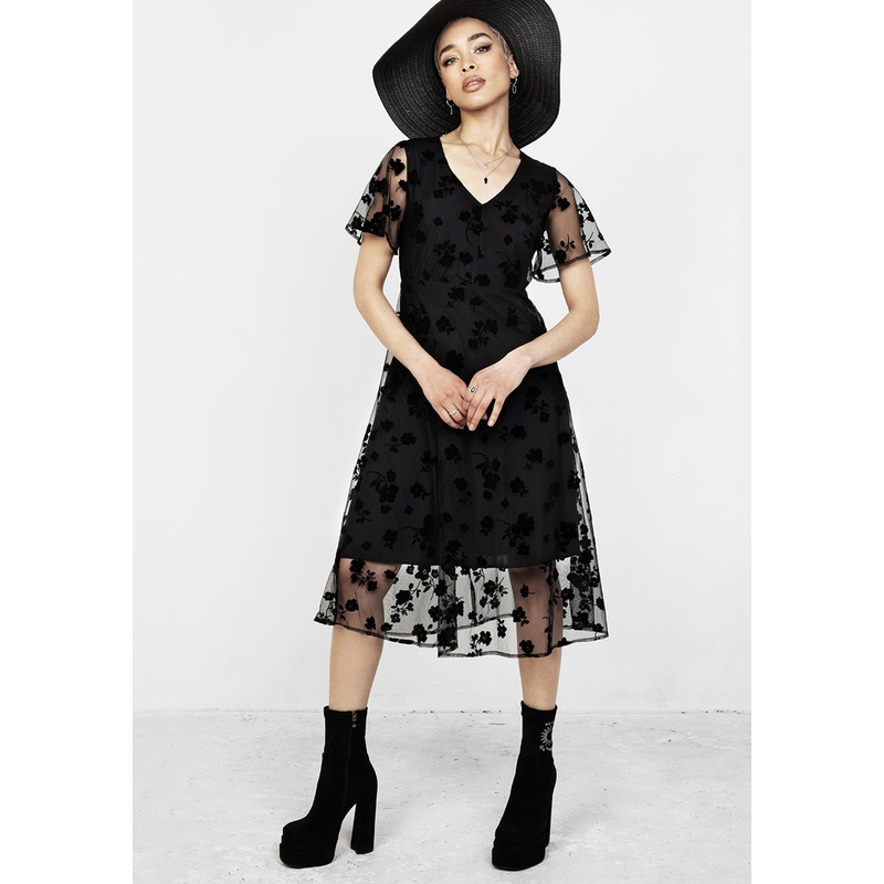 STEVIE FLOCKED MIDI DRESS