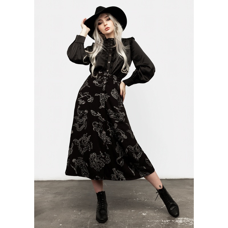 Zodiac Button Midi Skirt