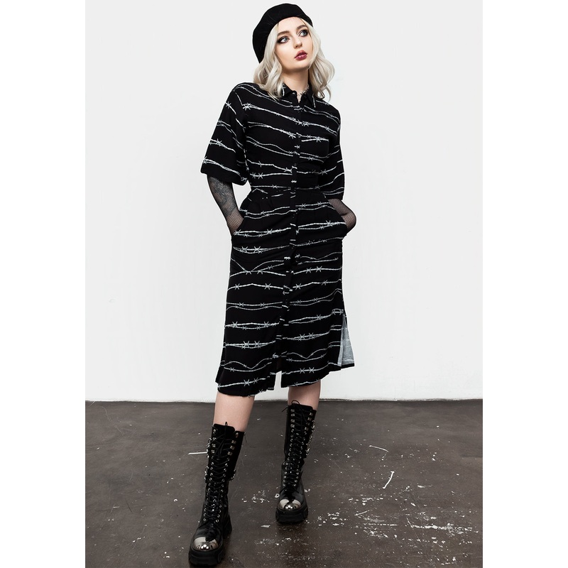Barbed Kimono Shirt Dress