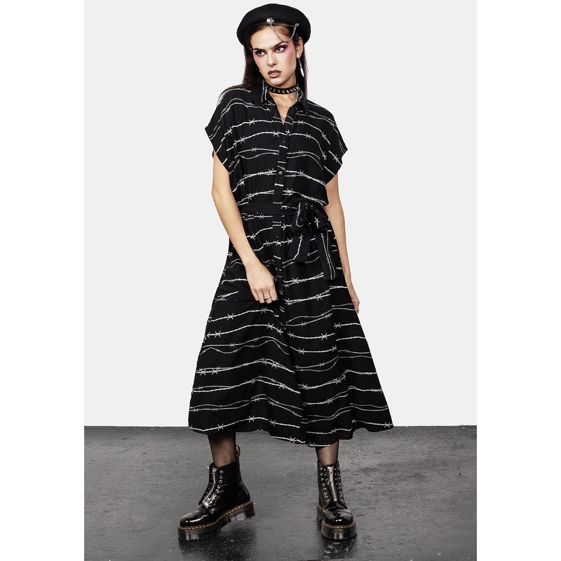 Barbed Midi Shirt Dress