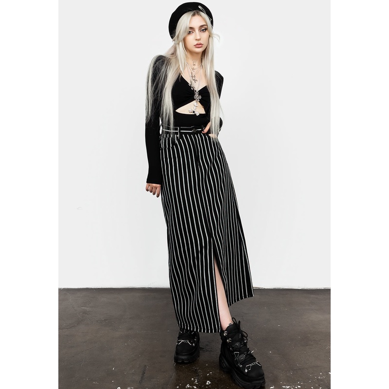 Deranged Stripe Denim Maxi Skirt