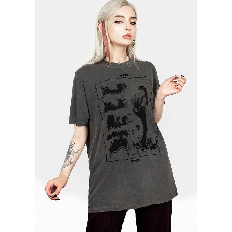 Hell Vintage Grey Washed T-Shirt