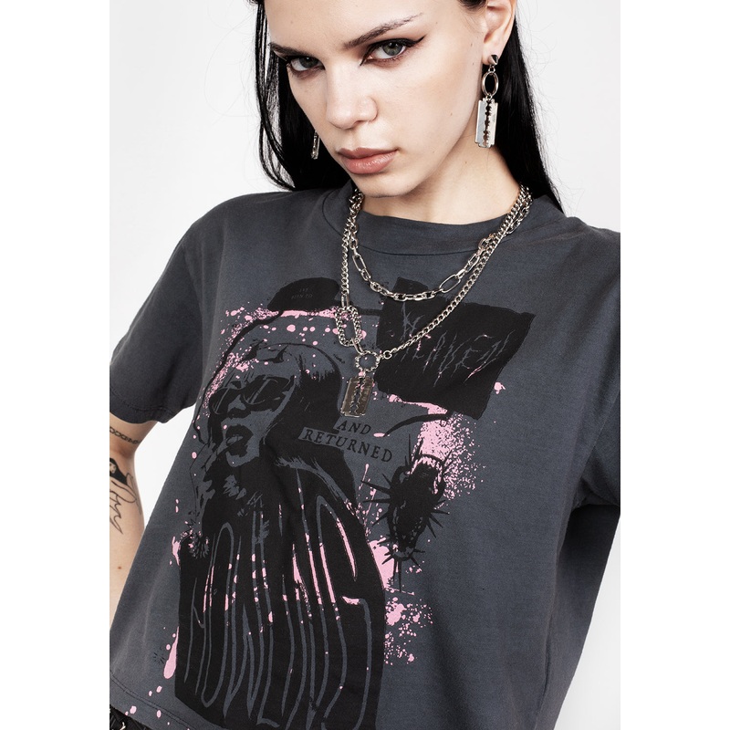 Howling Washed Grey Boxy Crop T-Shirt