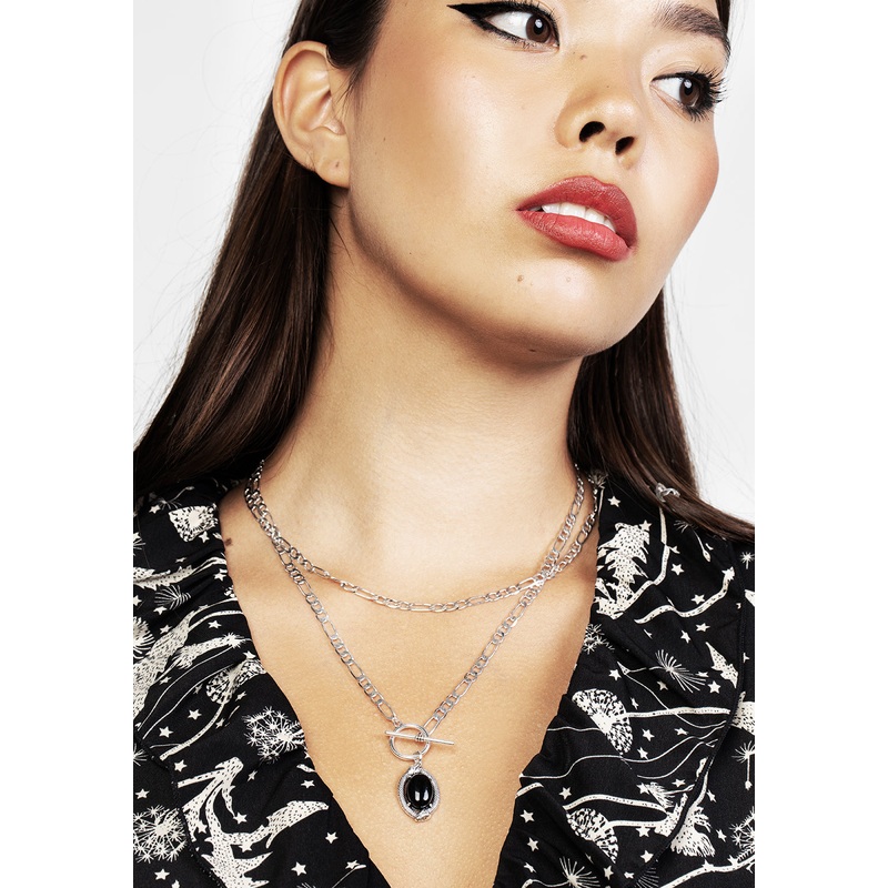 Ouroboros Black Onyx Multi Chain Necklace