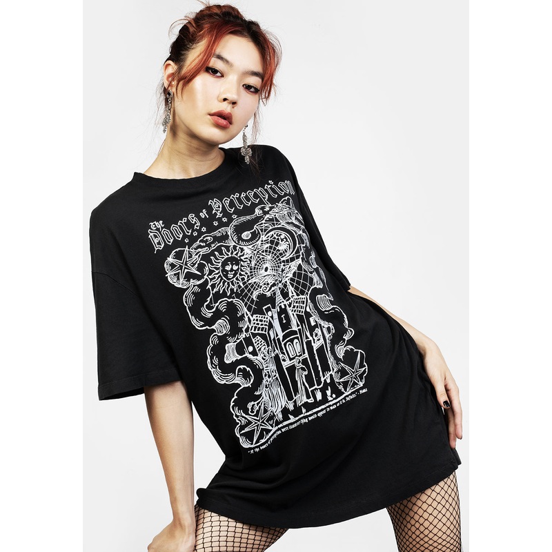 Perception Black Garment Washed Oversized Tee Dress