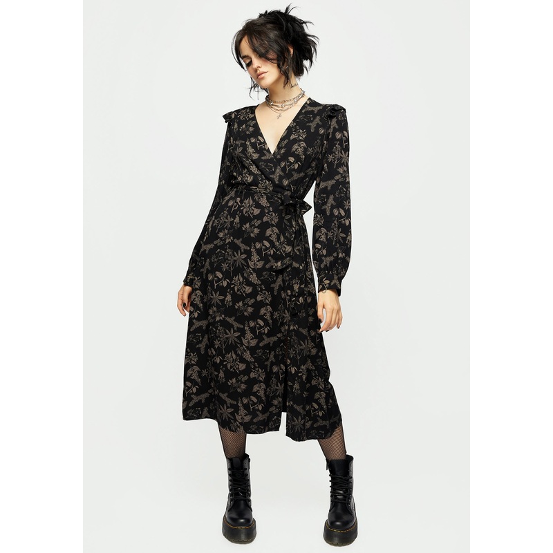 Poisonous Plants Midi Wrap Dress