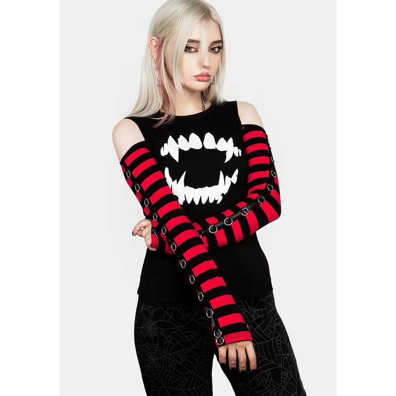 Rawr Stripe Cold Shoulder Tee