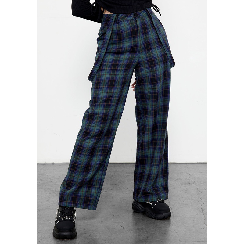 Rebel Wide Leg Plaid Trousers