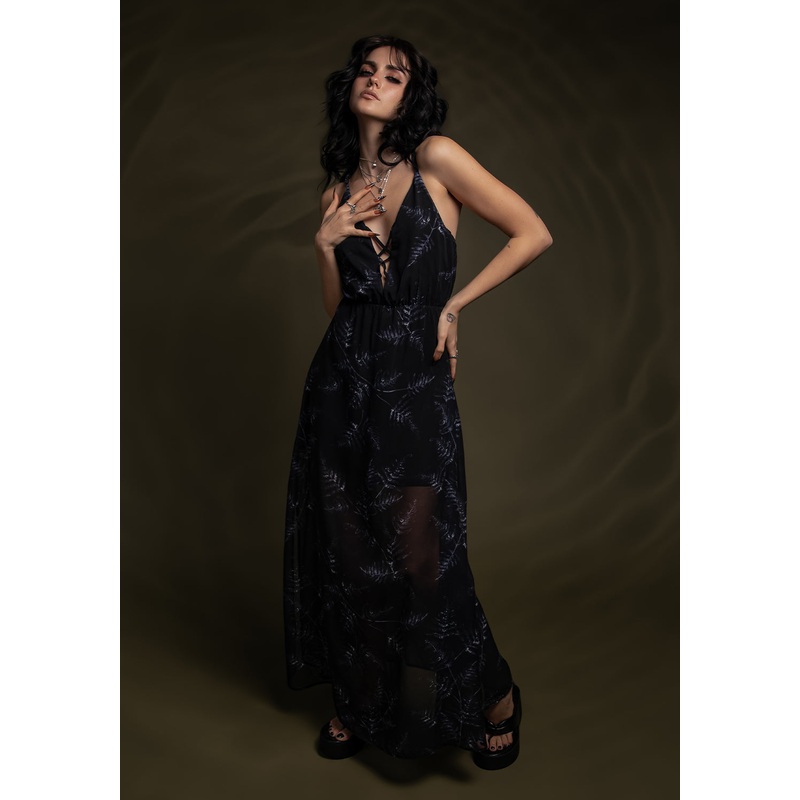 Bracken Sheer Chiffon Strappy Maxi Dress