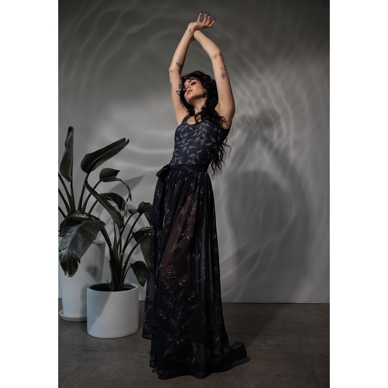 Bracken Sheer Chiffon Tie Waist Maxi Skirt