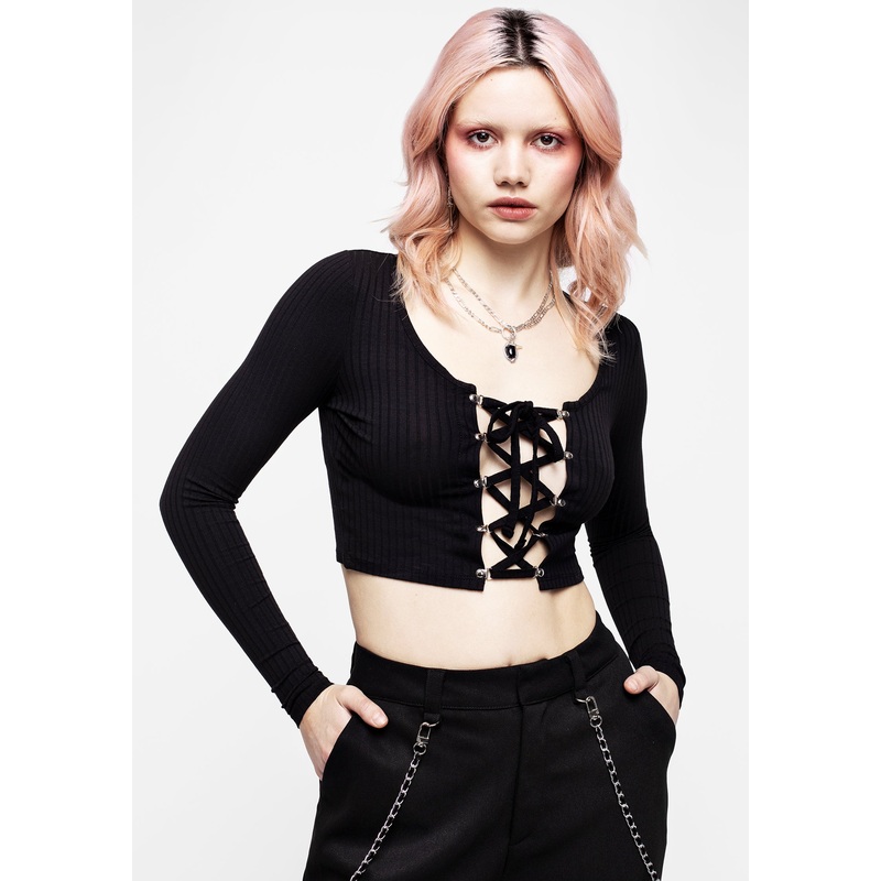 Daimonion Lace Up Crop Top