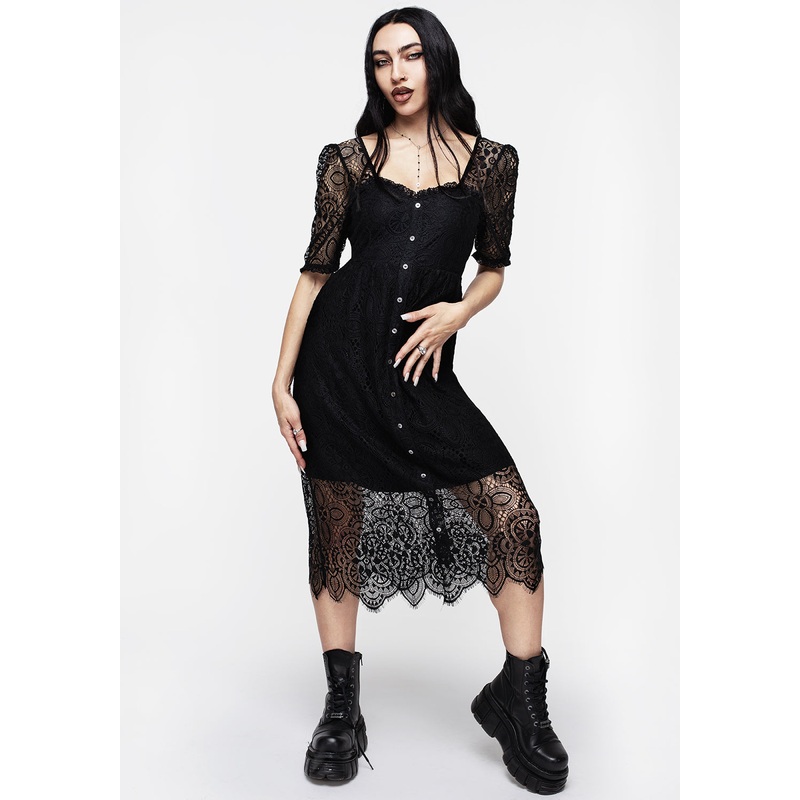 Demise Crochet Lace Midi Dress