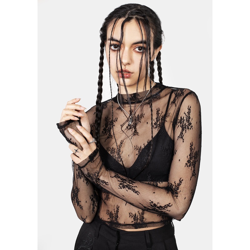 Eternal Lace Crop Long Sleeve Top