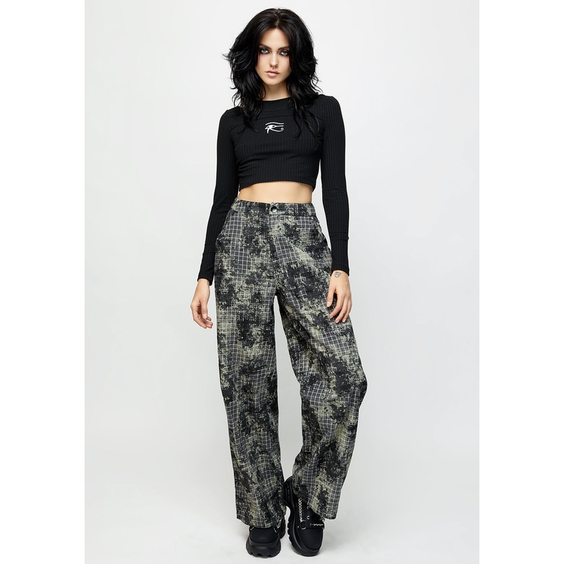 Grime Check Wide Leg Trousers