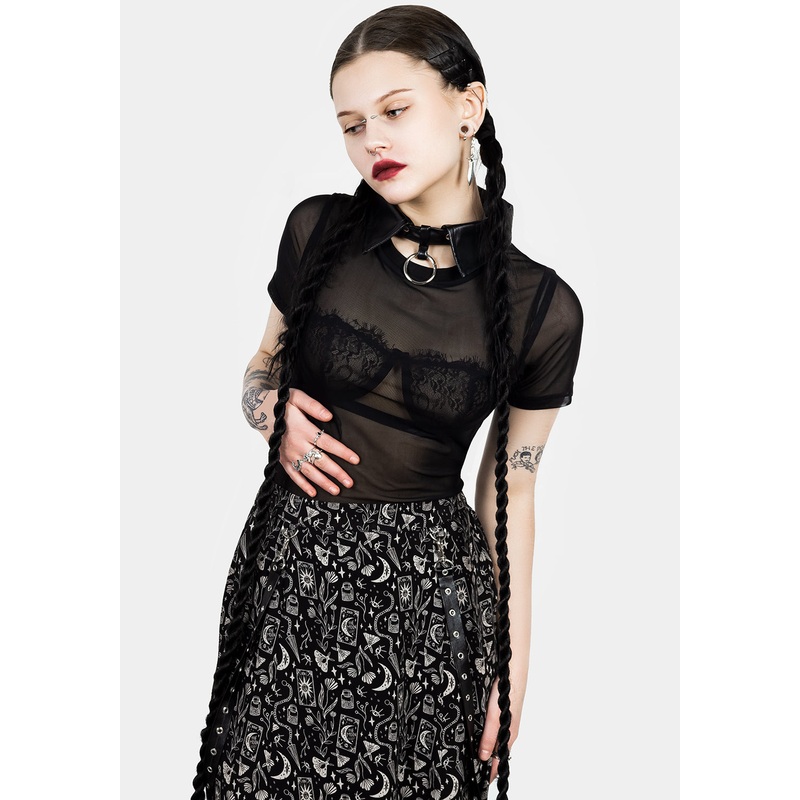 Lita Mesh Detachable Collar Crop Top