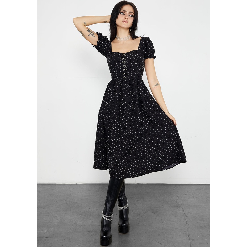 Mortem Floral Print Midi Dress