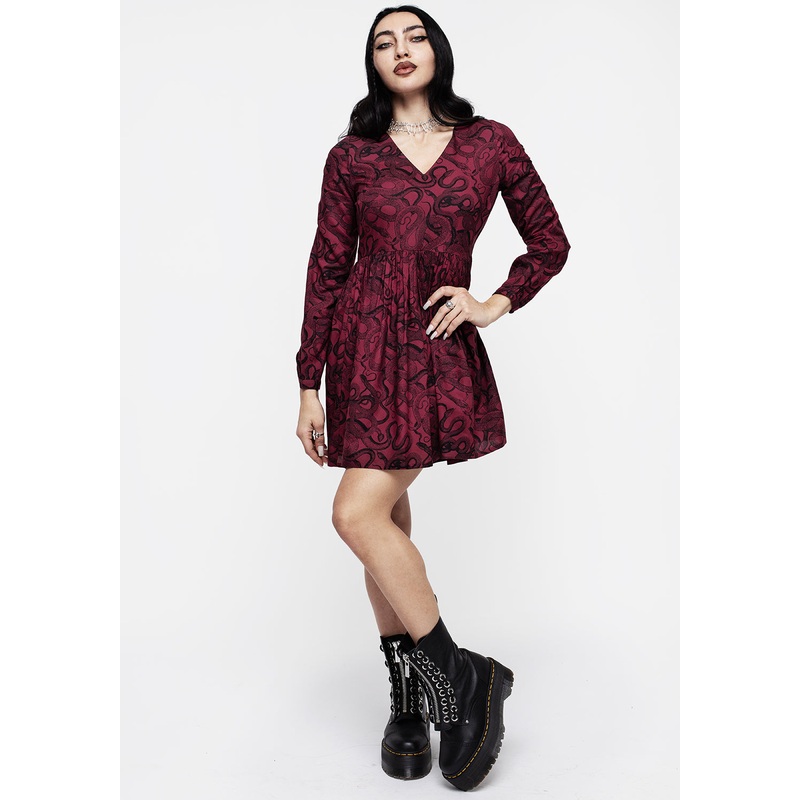 Ophidia Snakes Print Mini Dress – Red