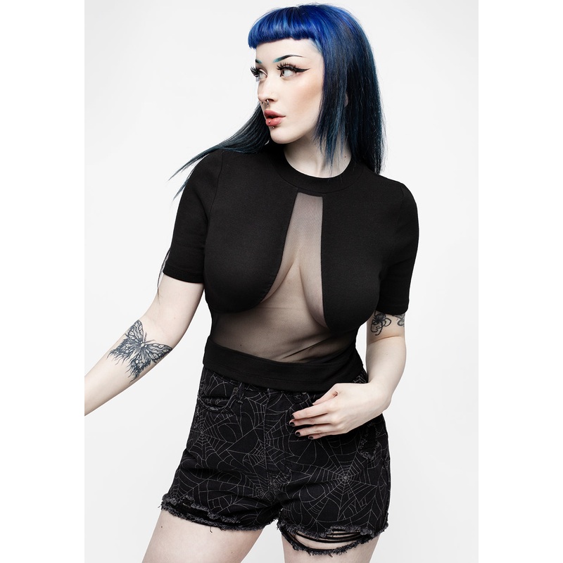 Rampage Mesh Insert High Neck Top
