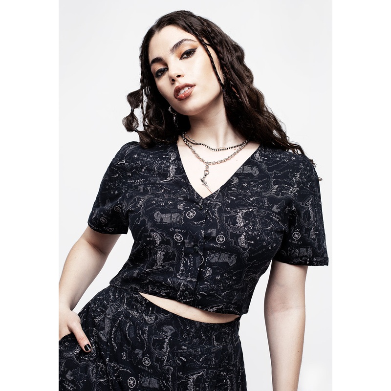 Realm Button Down Crop Top