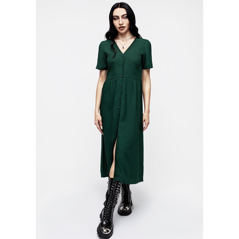 Realm Button Down Midi Dress – Sycamore Green