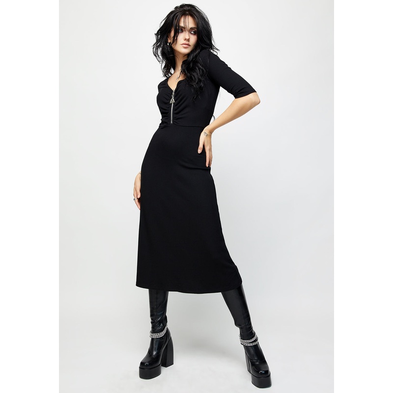 Triquetra Zip Rib Midi Dress