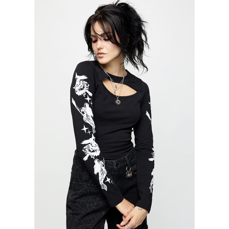 Wolfsbane Cut Out Long Sleeve Top